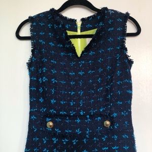 Sail to Sable | Navy Tweed Sleeveless Shift Dress